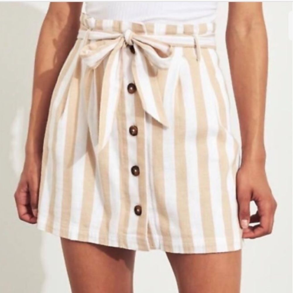 Hollister Ultra High-Rise Striped Paper Bag Belted Skirt Size XS
